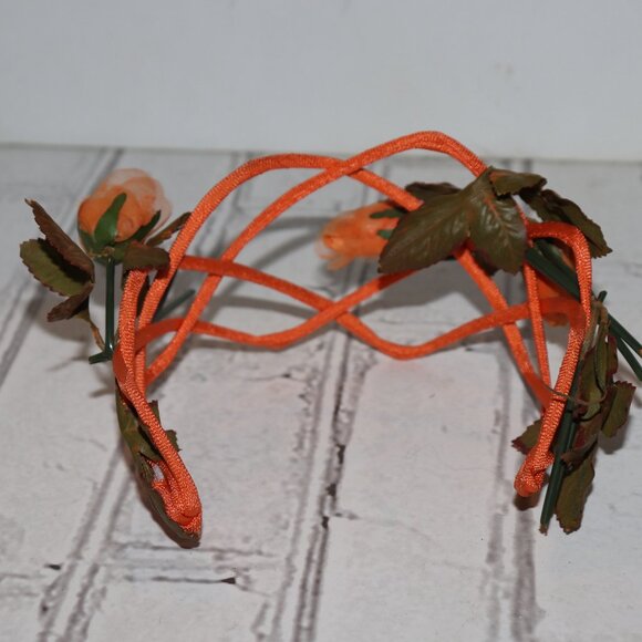 🌺 Vintage Orange & Rose Headband Floral Flair · Soft Texture · Retro Romance - Picture 4 of 5